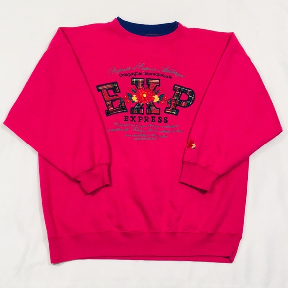 Vintage Sweaters - Women’s Vintage Express Embroidered Crewneck